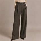 Women's High-Waisted Pleated Wide-Leg Trousers