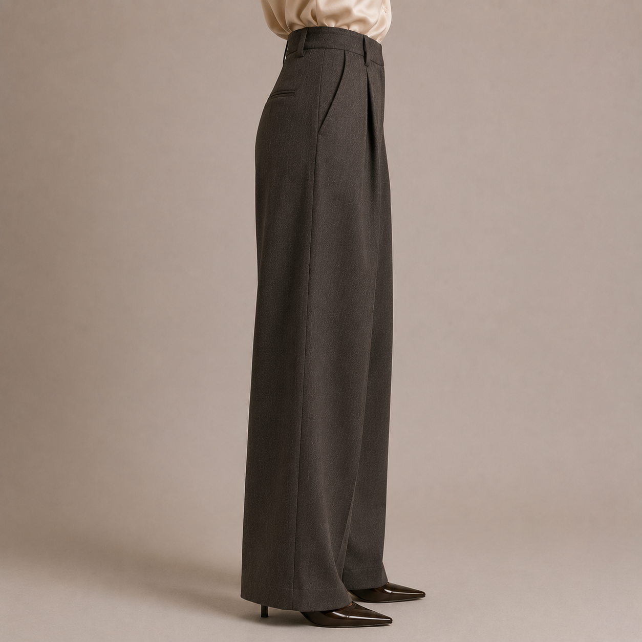 Women's High-Waisted Pleated Wide-Leg Trousers