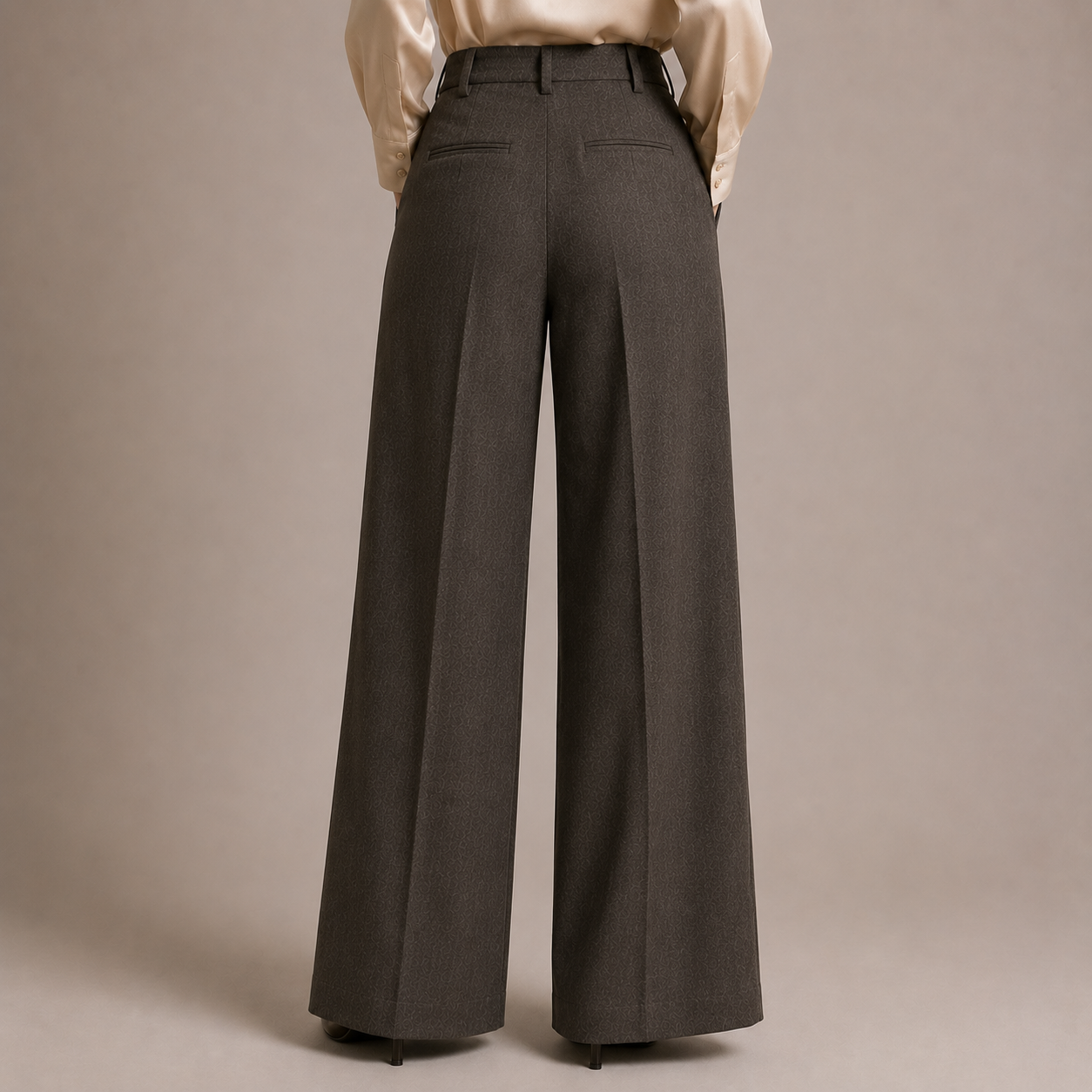 Women's High-Waisted Pleated Wide-Leg Trousers