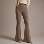 Women's High-Waisted Ribbed Flared Knit Pants