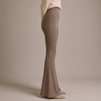 Women's High-Waisted Ribbed Flared Knit Pants