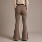 Women's High-Waisted Ribbed Flared Knit Pants