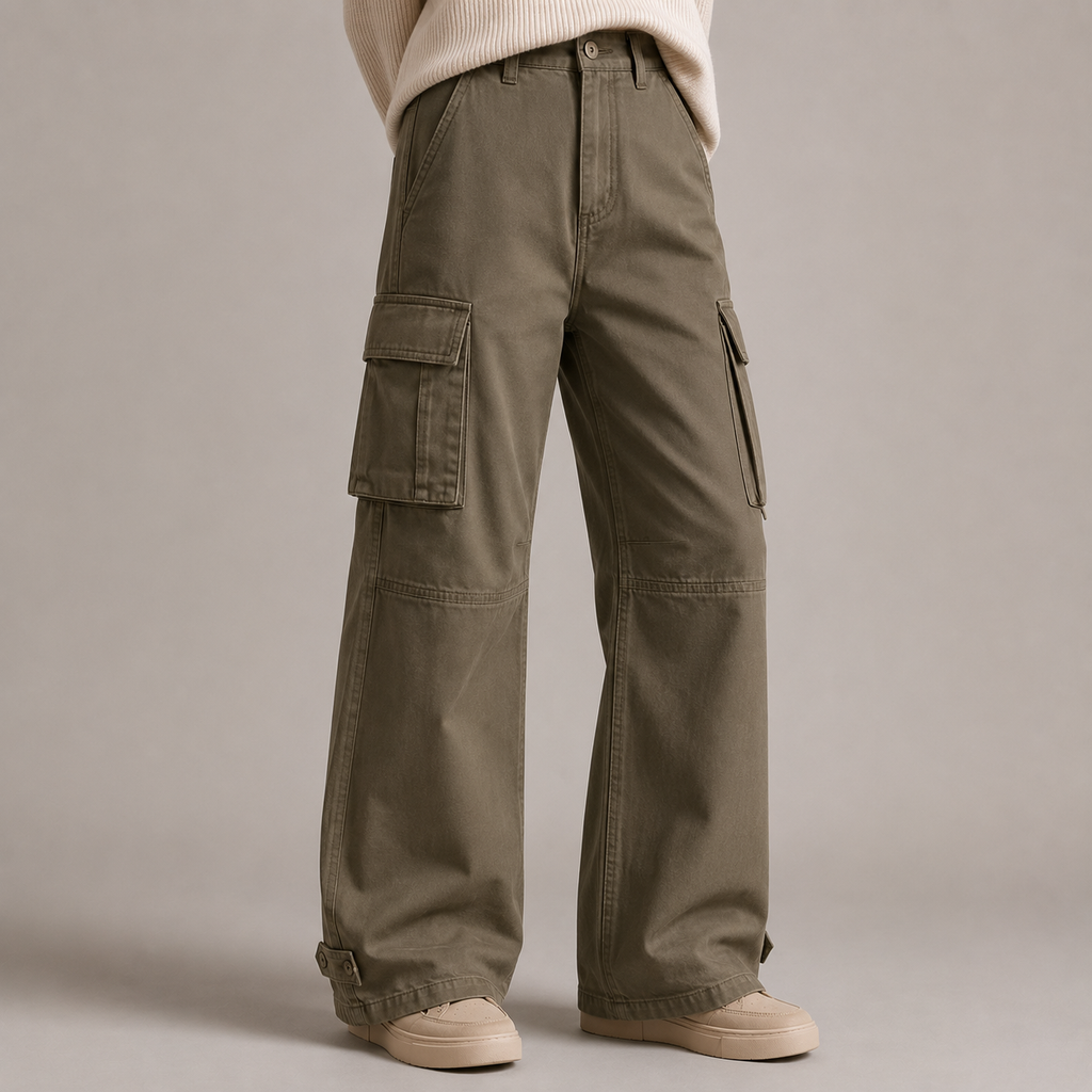 Women's High-Waisted Wide-Leg Cargo Pants