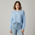 Women's Floral Embroidered Crew Neck Sweater