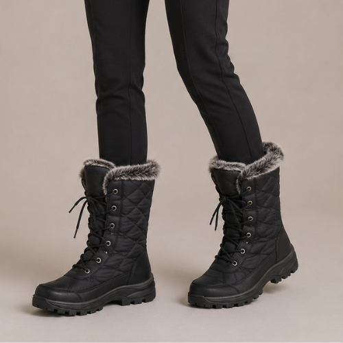 Women’s Faux Fur Trim Lace-Up Winter Boots