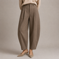 Women's High-Waisted Pleated Barrel-Leg Trousers
