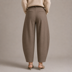 Women's High-Waisted Pleated Barrel-Leg Trousers