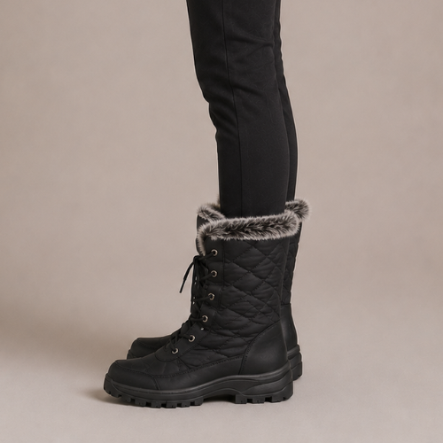 Women’s Faux Fur Trim Lace-Up Winter Boots