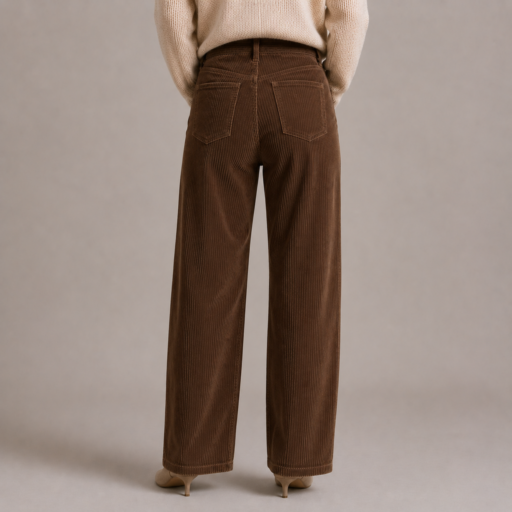 Women's High-Waisted Straight-Leg Corduroy Pants