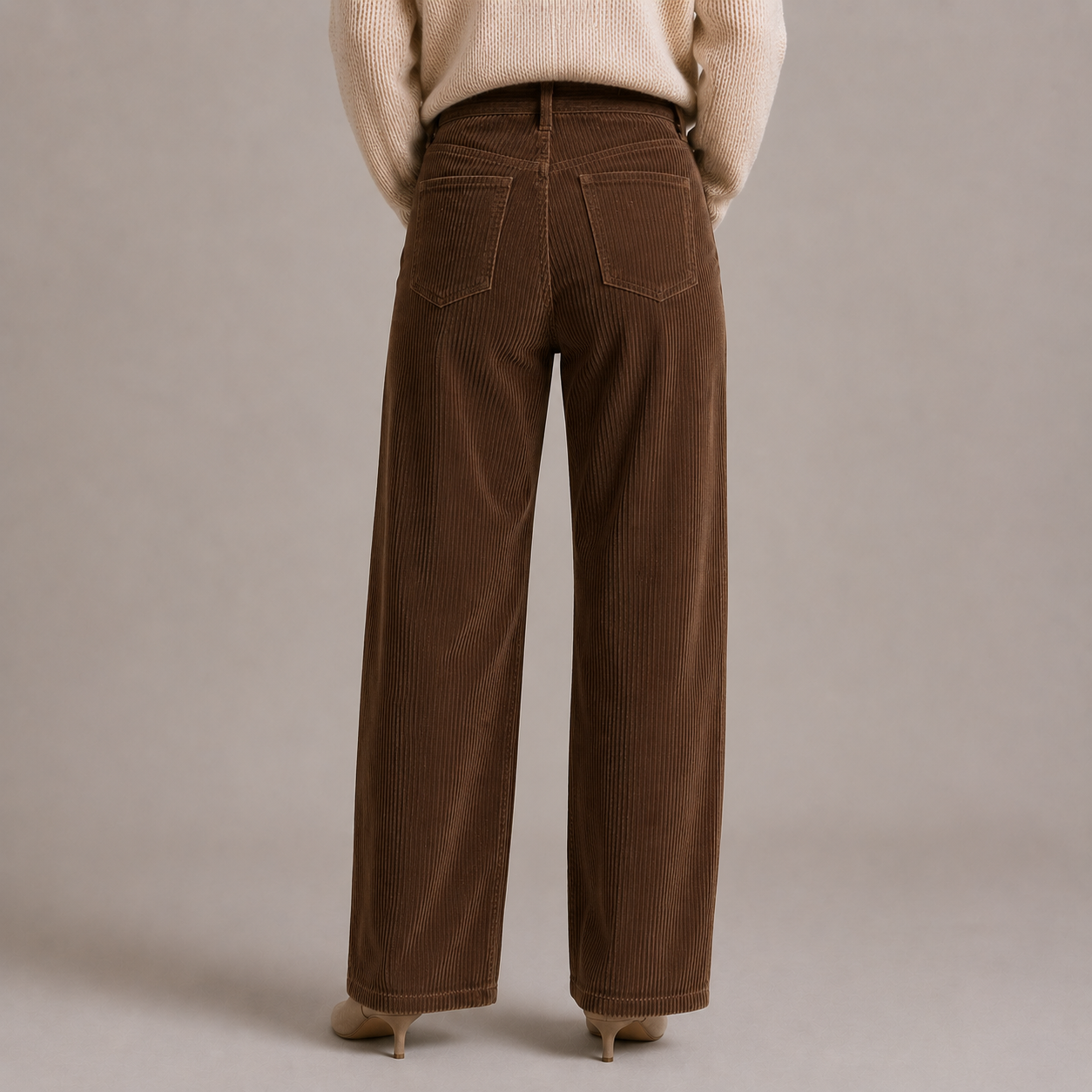 Women's High-Waisted Straight-Leg Corduroy Pants