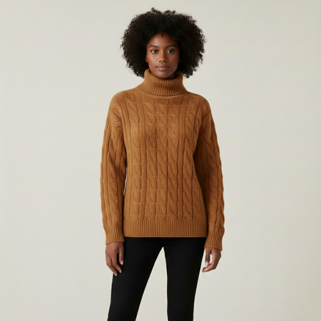 Women's Cable Knit Turtleneck Sweater