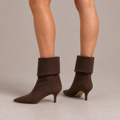 Women’s Fold-Over Mid-Calf Kitten Heel Boots