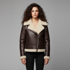 Women's Shearling Trim Aviator Jacket