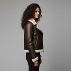 Women's Shearling Trim Aviator Jacket