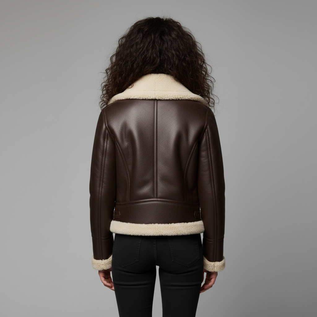 Women's Shearling Trim Aviator Jacket