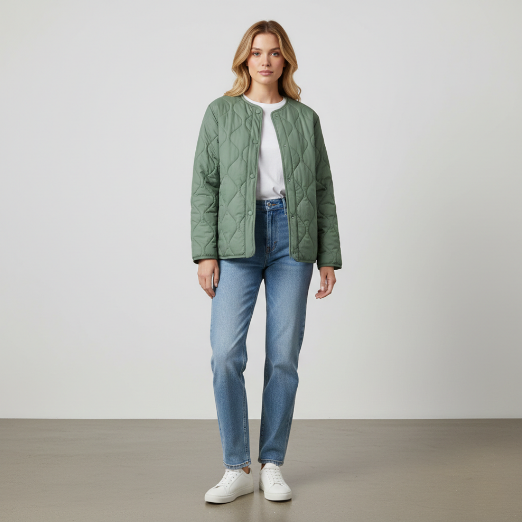 Women's Quilted Snap Button Jacket
