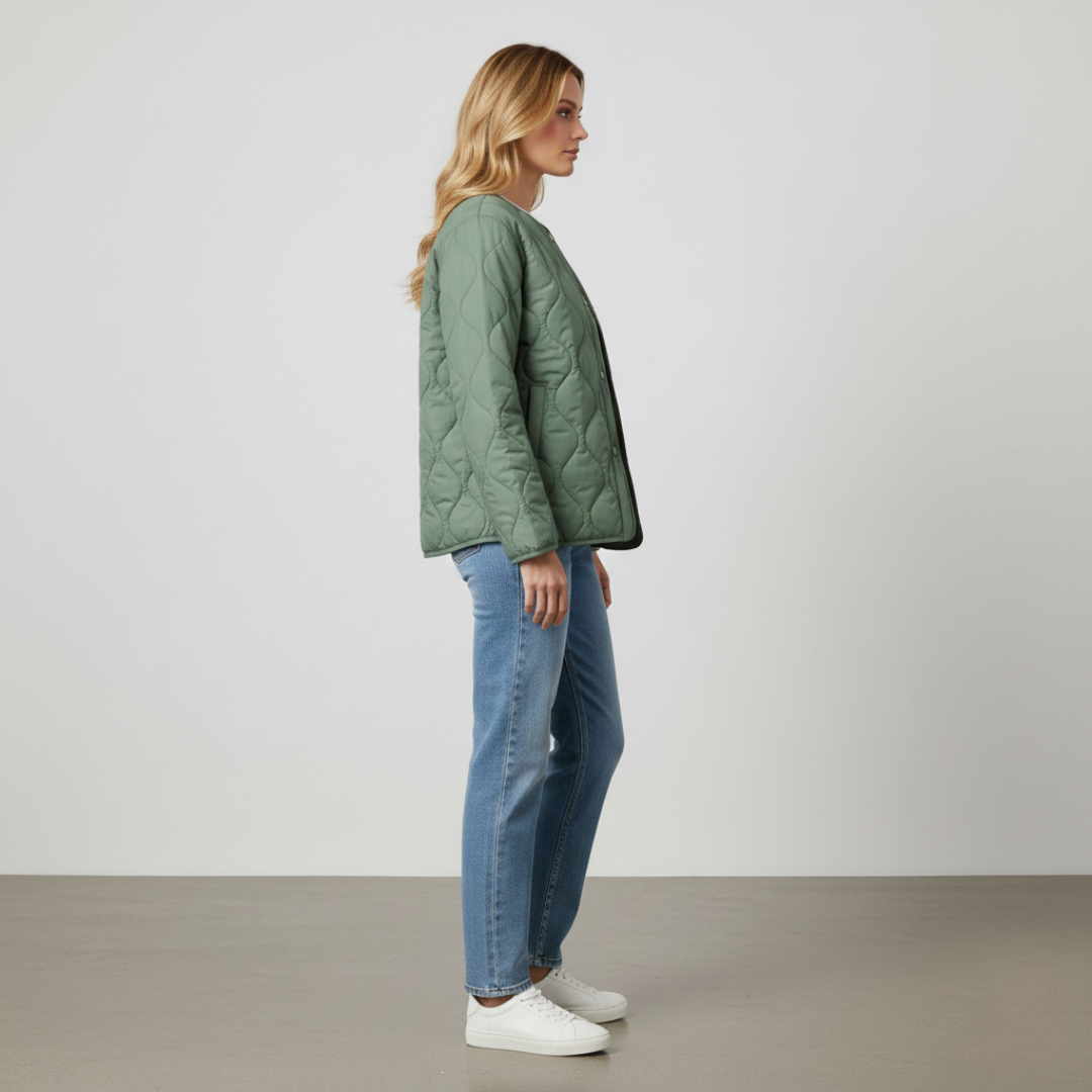 Women's Quilted Snap Button Jacket