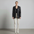 Women's Faux Leather Blazer Jacket