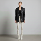Women's Faux Leather Blazer Jacket