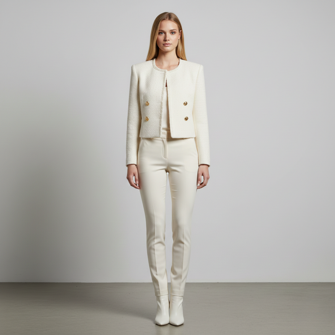 Women's Textured Cropped Jacket with Button Detail