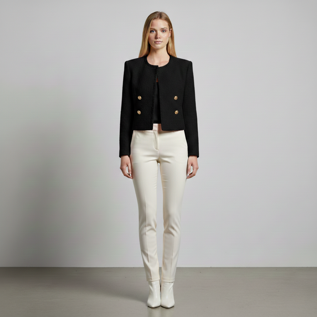Women's Textured Cropped Jacket with Button Detail