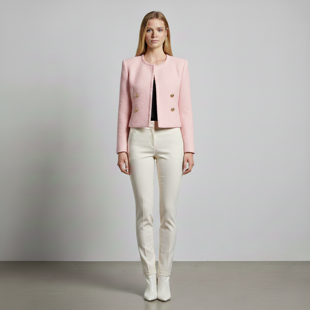 Women's Textured Cropped Jacket with Button Detail