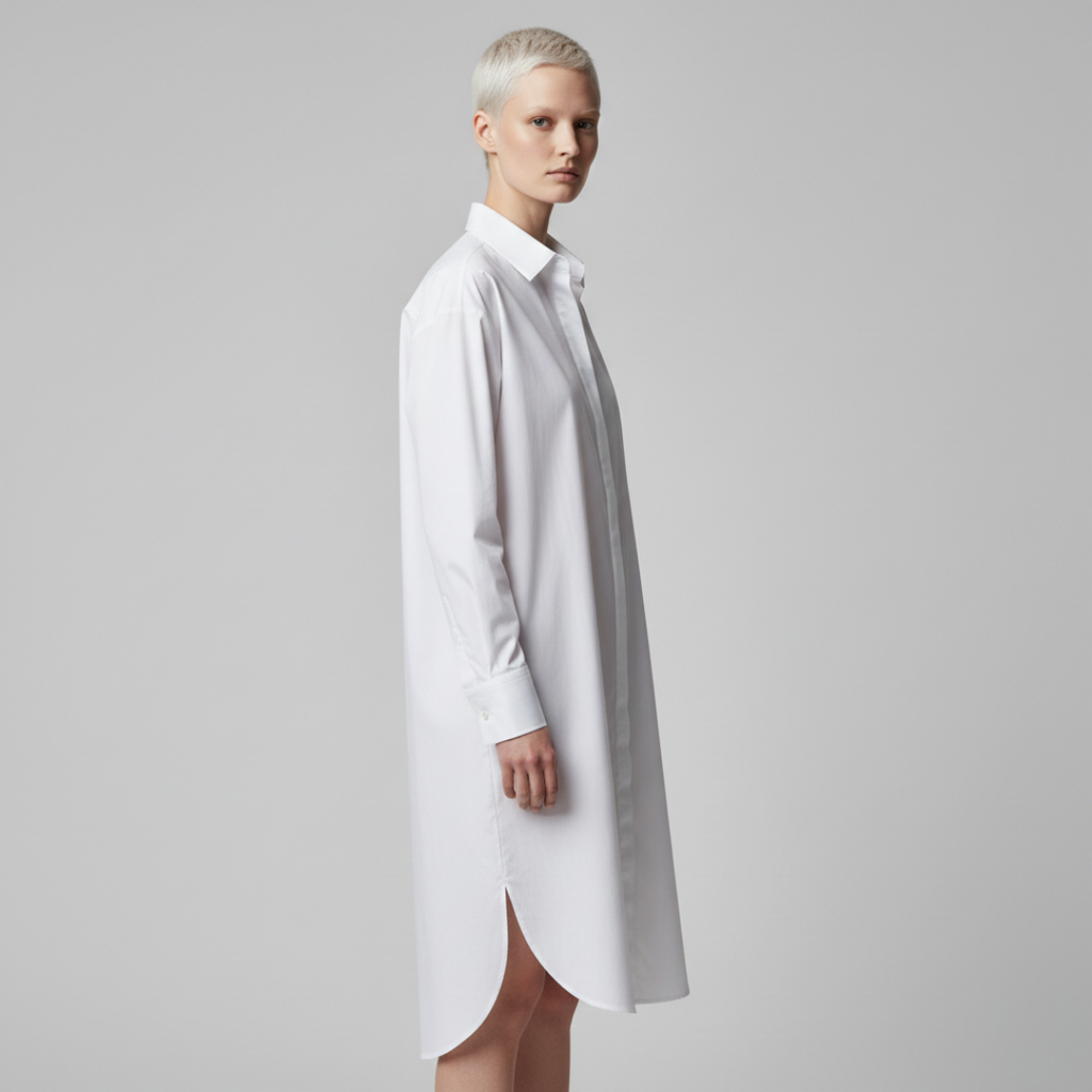 Women's Midi Shirt Dress with Long Sleeves