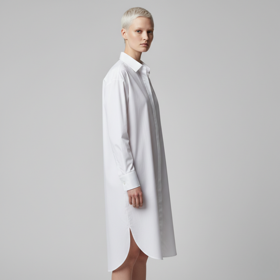 Women's Midi Shirt Dress with Long Sleeves