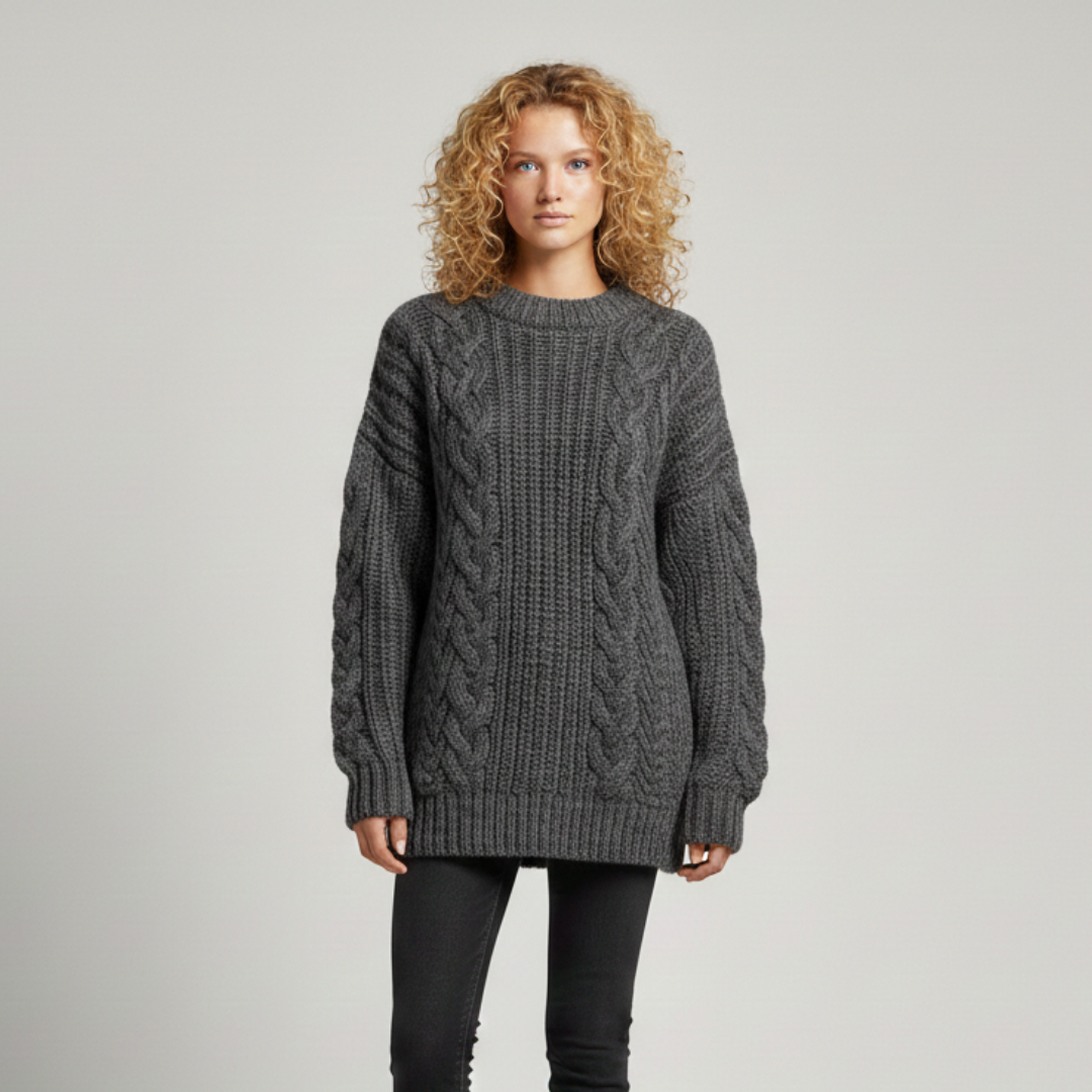 Women's Cable Knit Crew Neck Sweater