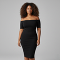 Women's Midi Dress with Off Shoulder Neckline