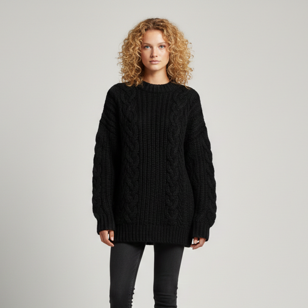 Women's Cable Knit Crew Neck Sweater