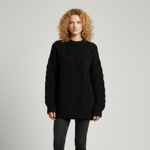 Women's Cable Knit Crew Neck Sweater