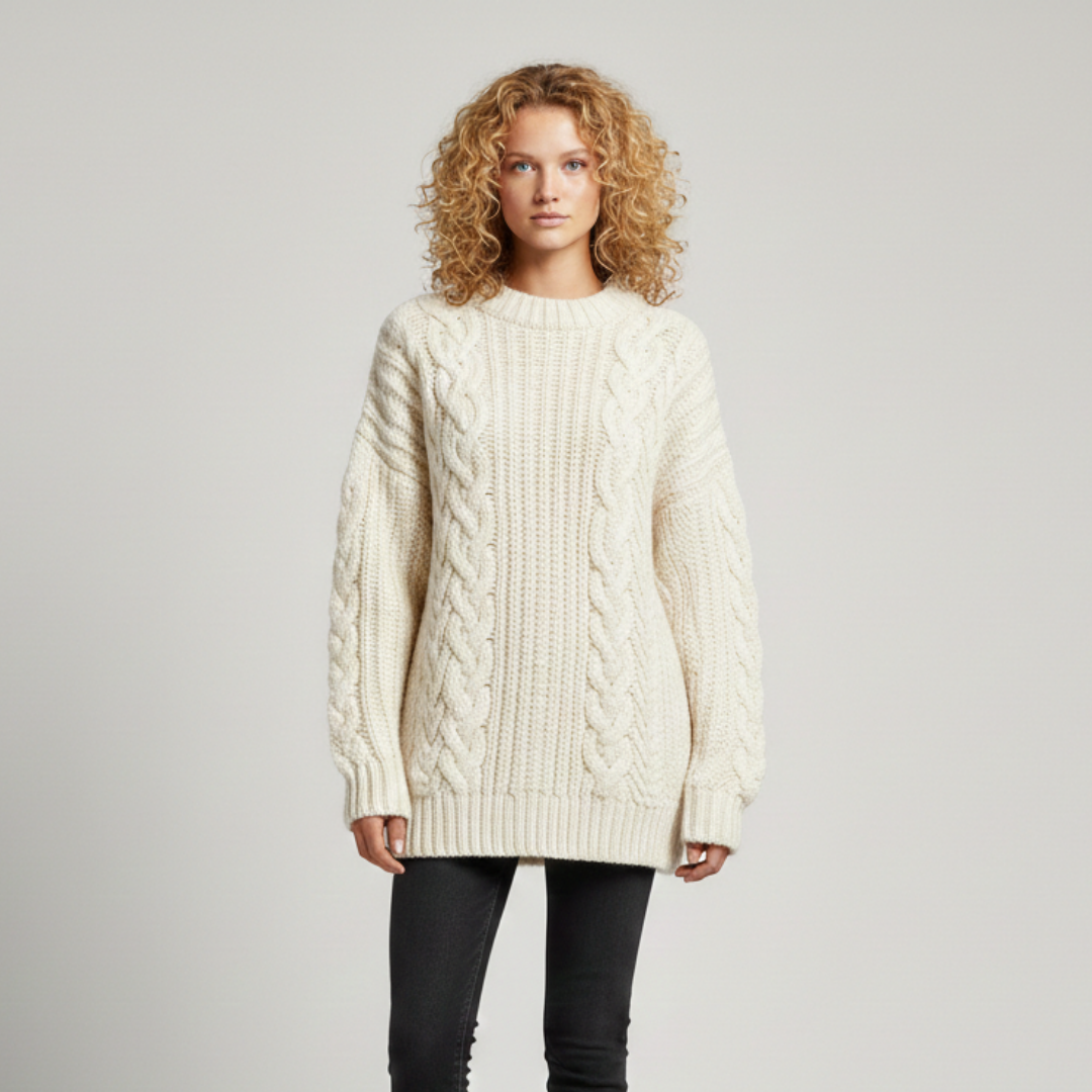 Women's Cable Knit Crew Neck Sweater